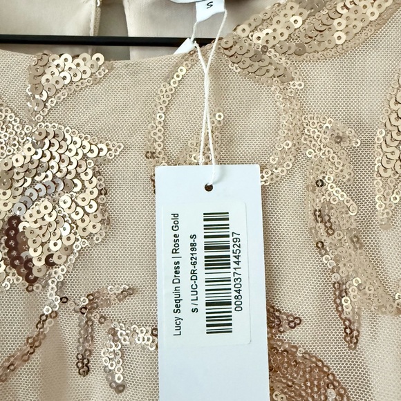 NWT Baltic Born Lucy Maxi Dress in Sequin Floral Blush Pink and Gold Size S - Picture 6 of 9